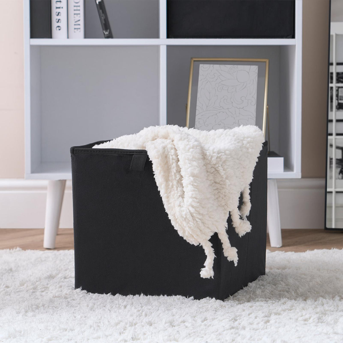 OHS Multi Pack of Matte Velvet Storage Boxes Stylish Foldable Set Square Cube