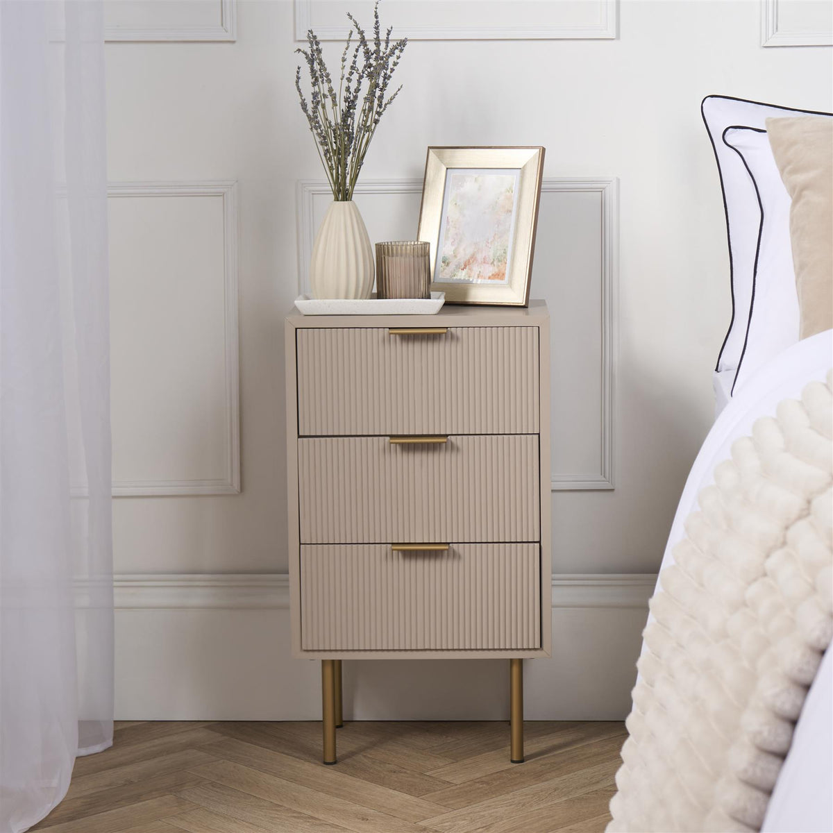 OHS Ribbed Drawer Unit Bedside Table 3/4/5/6 Draw Cabinet Nightstand Sideboard