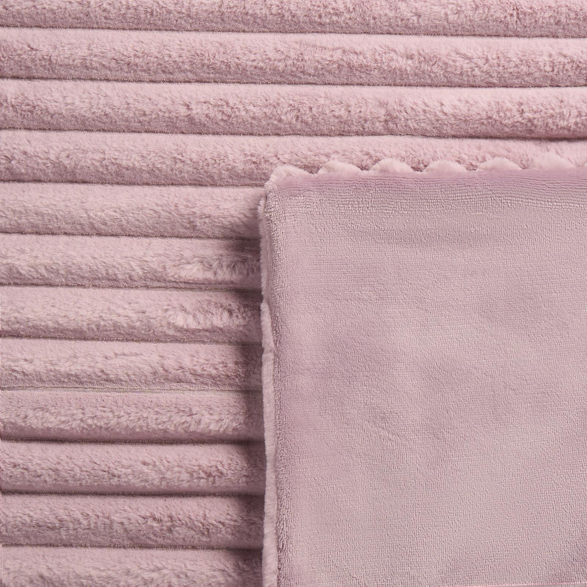 OHS Faux Fur Ribbed Fleece Throw Over Bed Blanket Warm Supersoft
