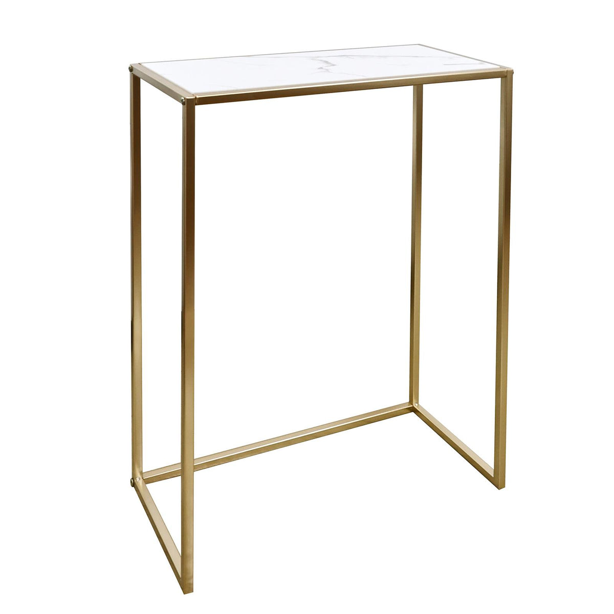 OHS Marble End Table Modern Console Bedroom Side Nightstand Metal Frame