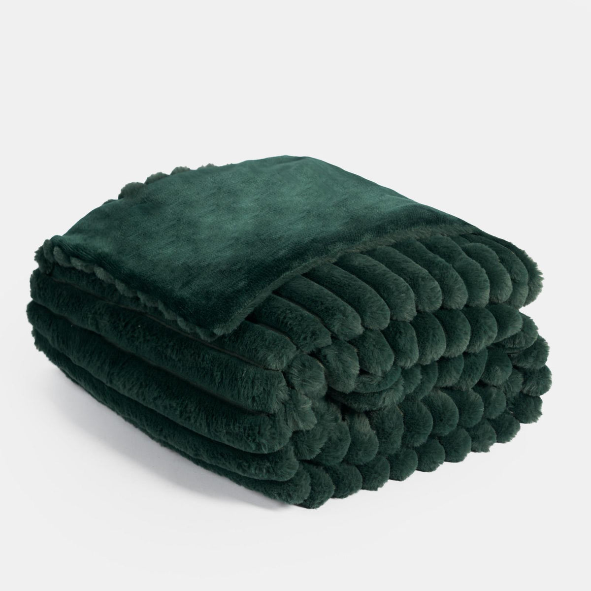 OHS Faux Fur Ribbed Fleece Throw Over Bed Blanket Warm Supersoft