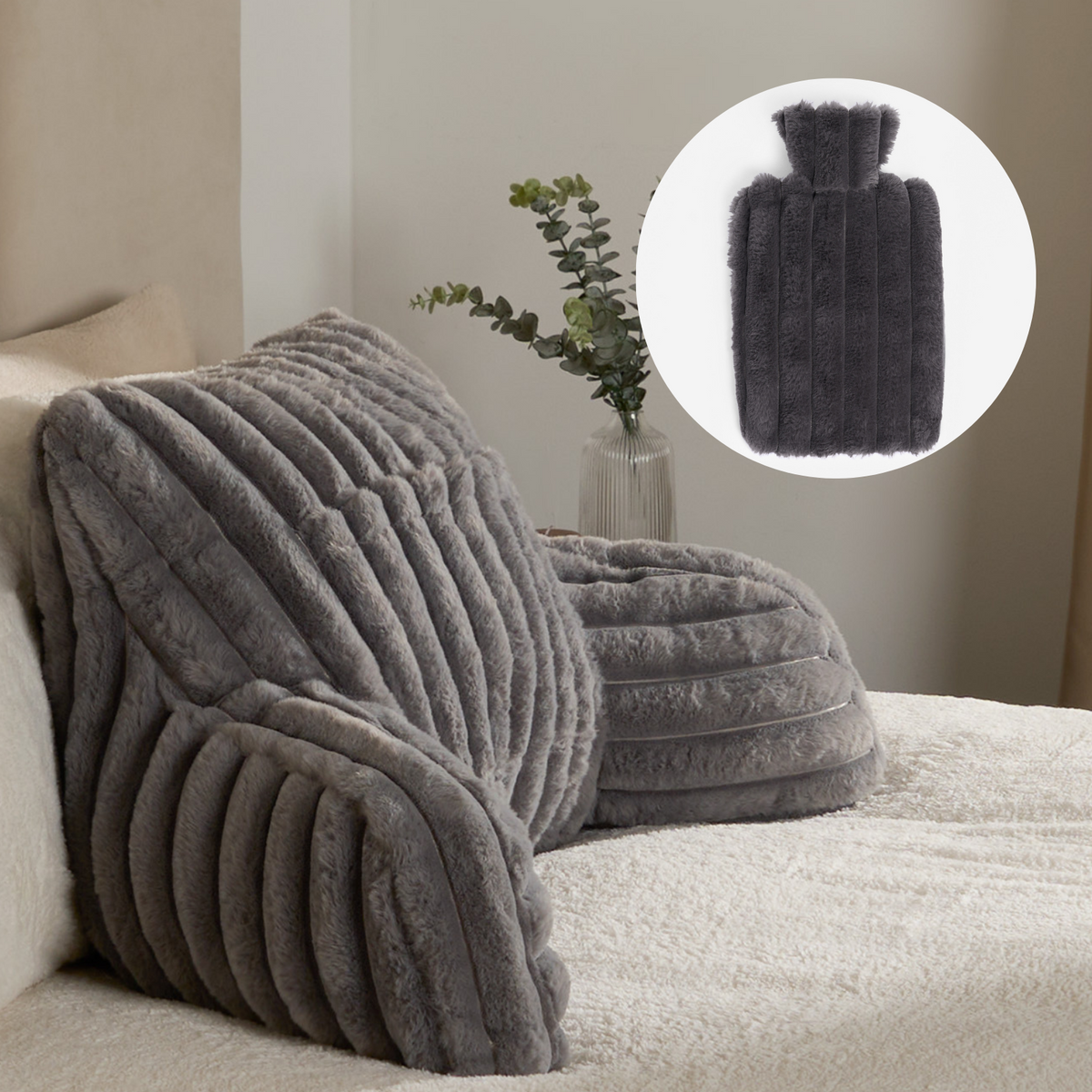 OHS Reading Cuddle Cushion Fleece Heatable Pillow Arms Chair Back Support