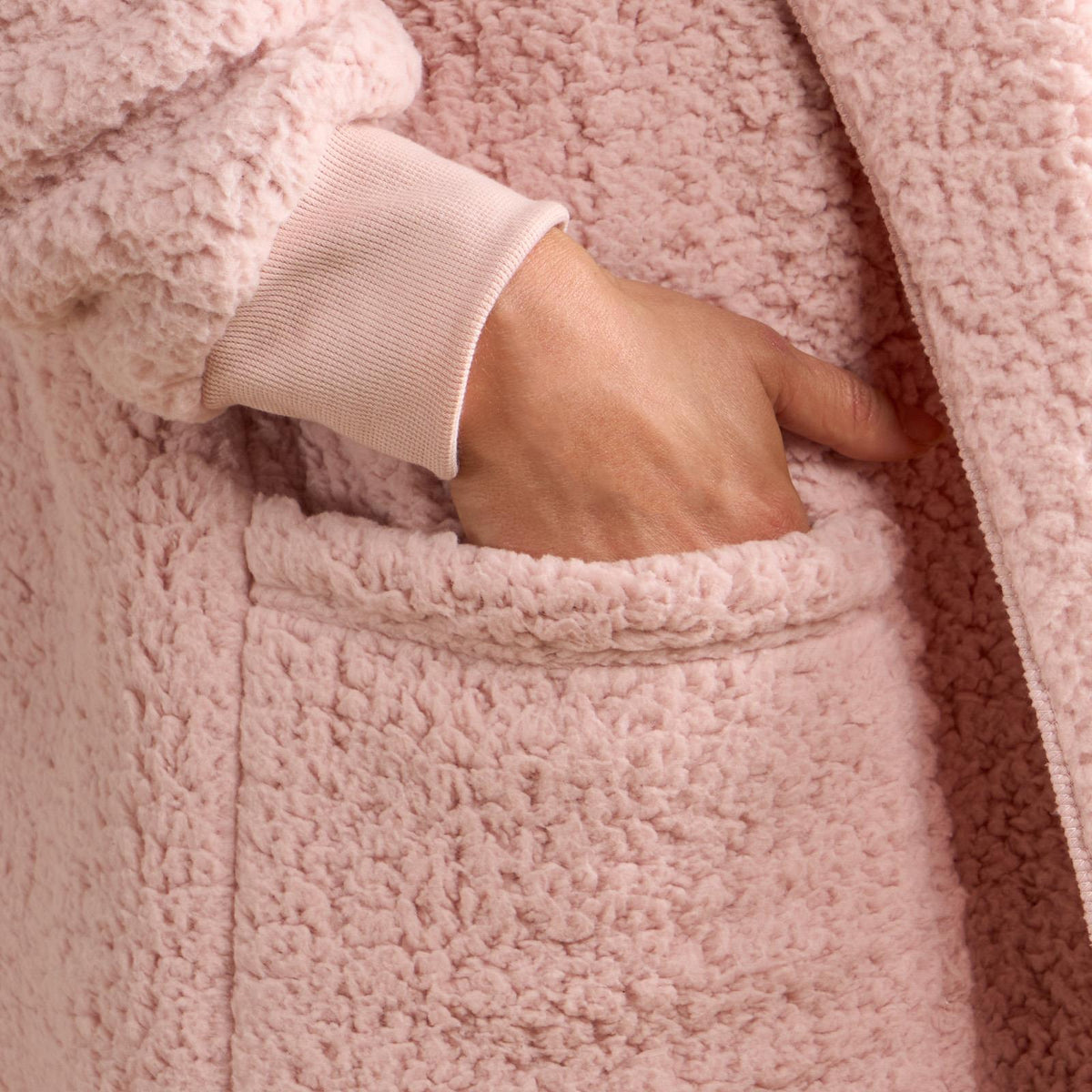 OHS Waterfall Cardigan Warm Teddy Fleece Open Front Wrap Loungewear Outwear