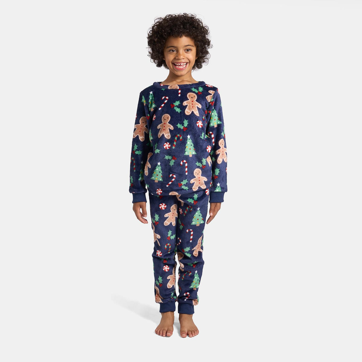 OHS Print Pyjama Set Pull Over Soft Fleece Kids Winter Loungewear Nightwear