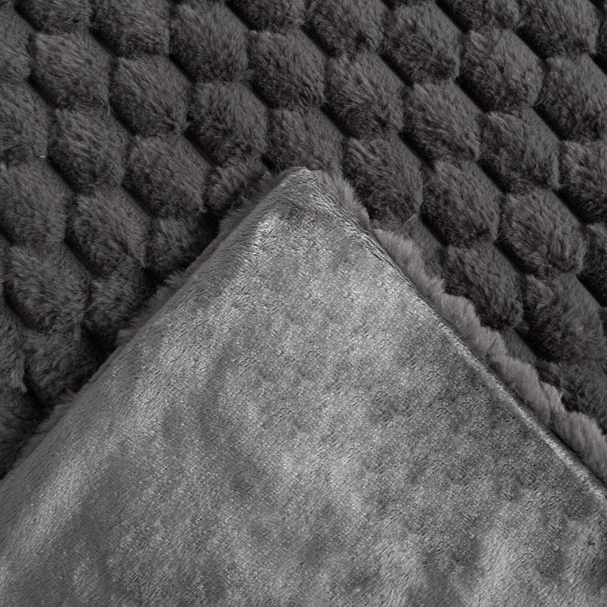 OHS Waffle Throw Bed Blanket Faux Fur Supersoft Warm Fleece Cosy Plush