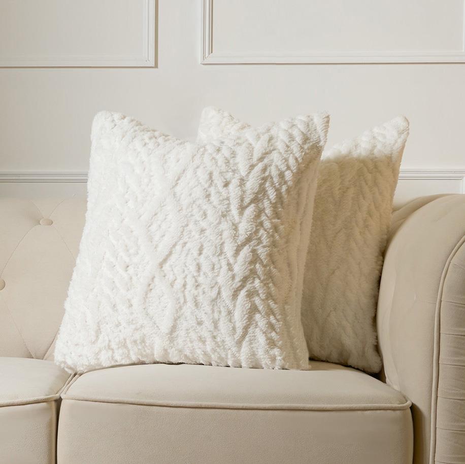 OHS Cable Knit Cushion Covers 2 Pack Sherpa Square Pillowcases Home Decor