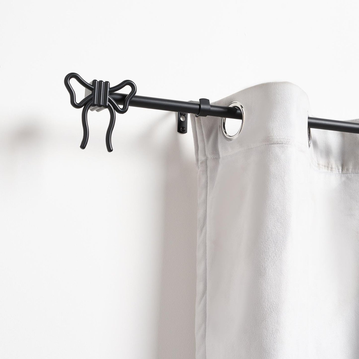 OHS Bow Curtain Pole Extendable 70-220cm Metal 16mm Finnials Decor