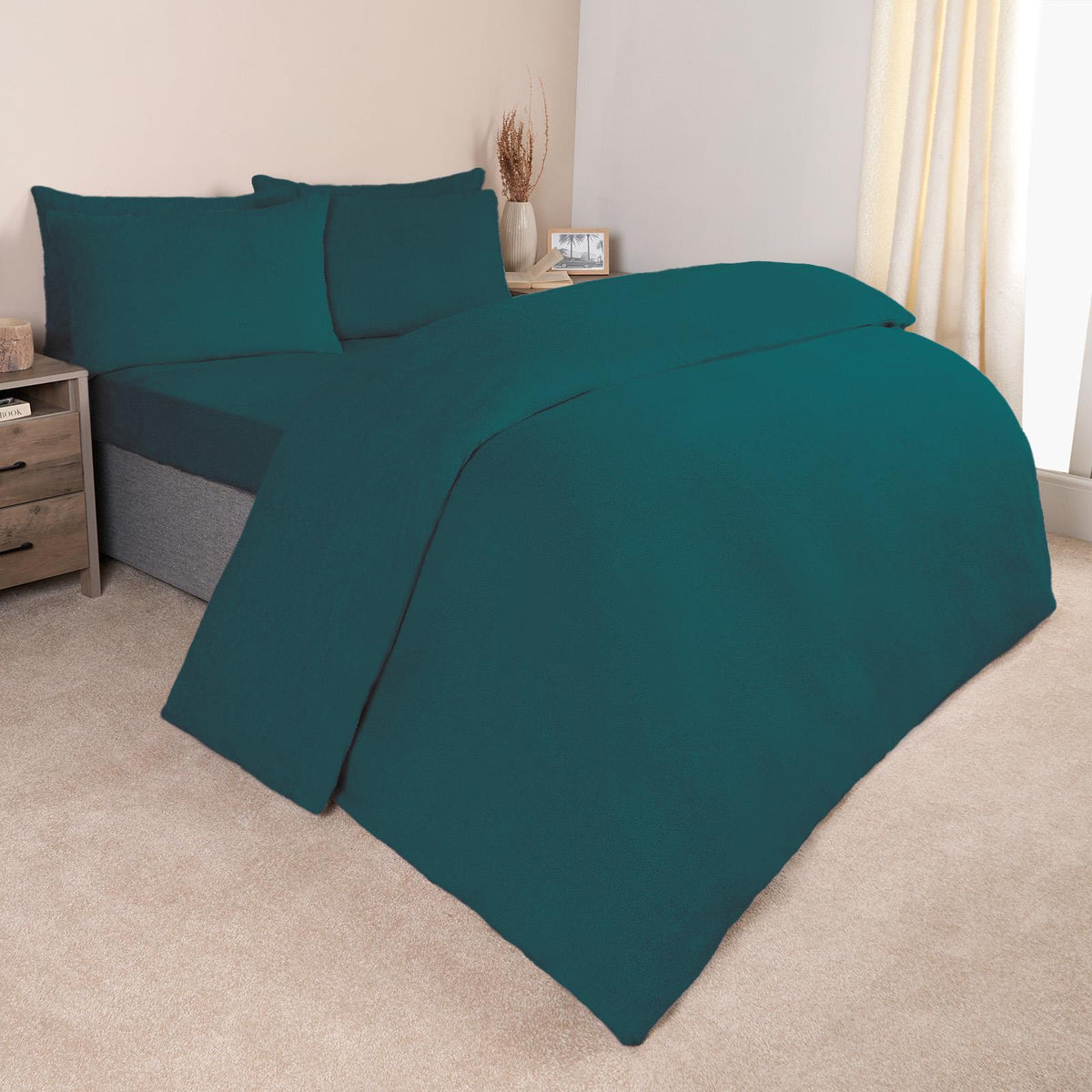 OHS Teddy Fleece Duvet Cover with Pillow Case Thermal Warm Bedding Set