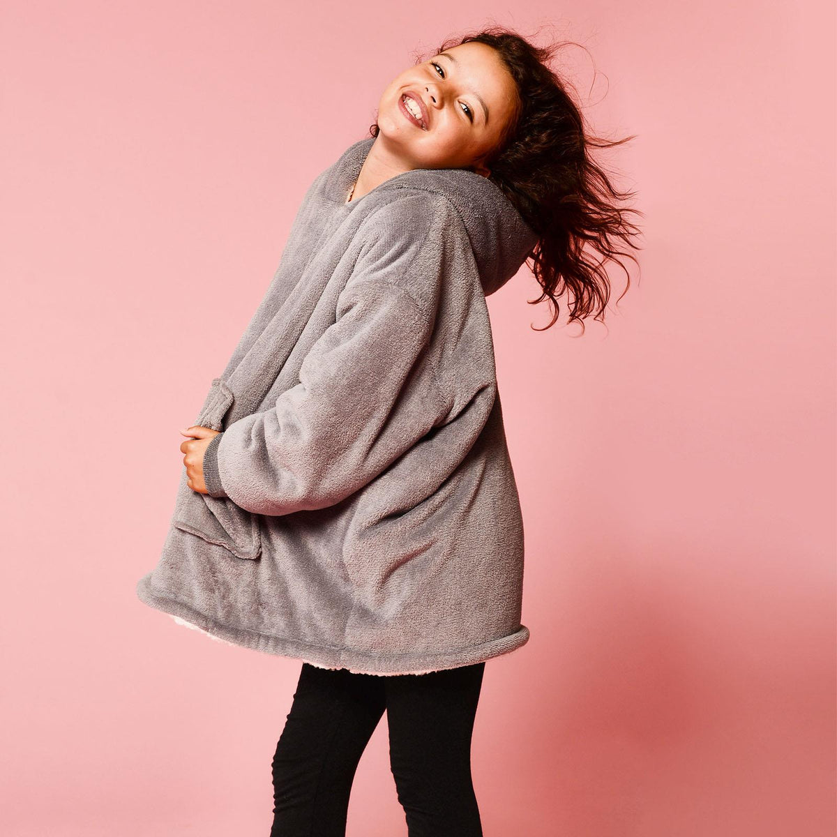 Kids Hoodie Blanket Oversized Sherpa Fleece Jumper Sweatshirt Soft Warm Throw
