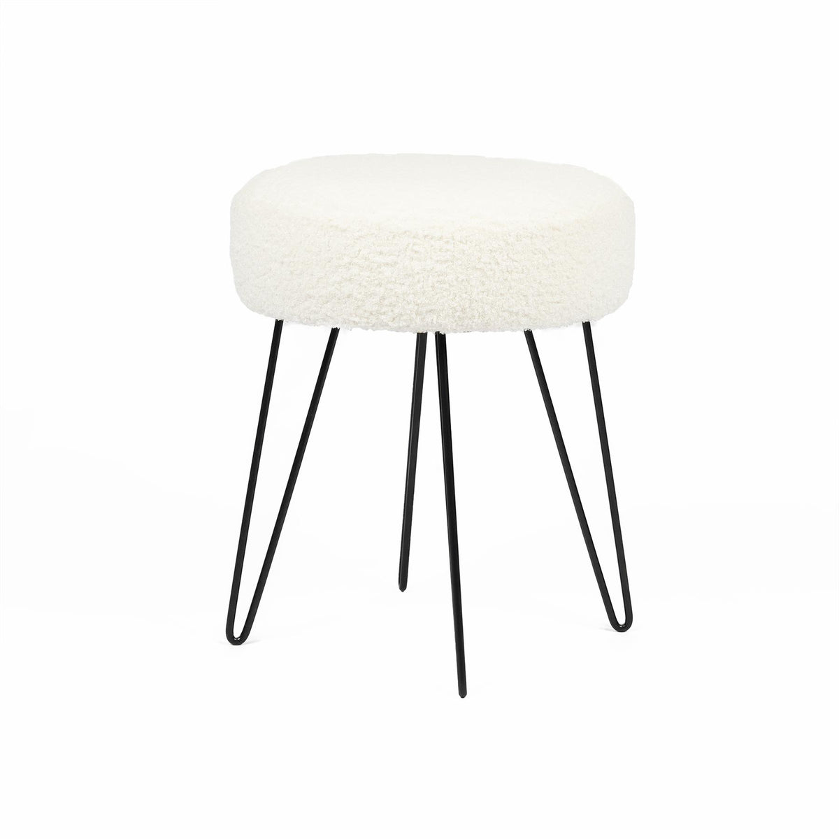 Stool Boucle Fleece Chair Dressing Table Vanity Seat Pouffe Home Spa Foot Rest