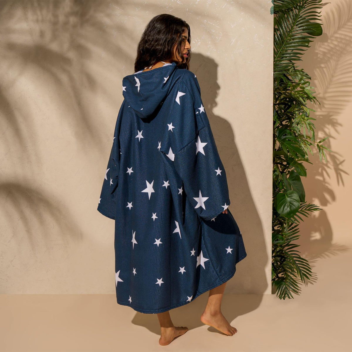 OHS Star Poncho Towel Hooded Swimming Adult Dry Changing Robe Beach Bath