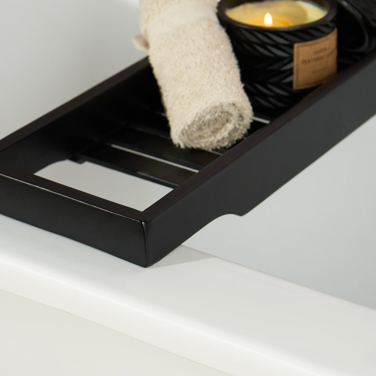 OHS Bamboo Bath Tub Rack Storage Bathroom Caddy Shelf Tray Soap Holder Tidy Unit