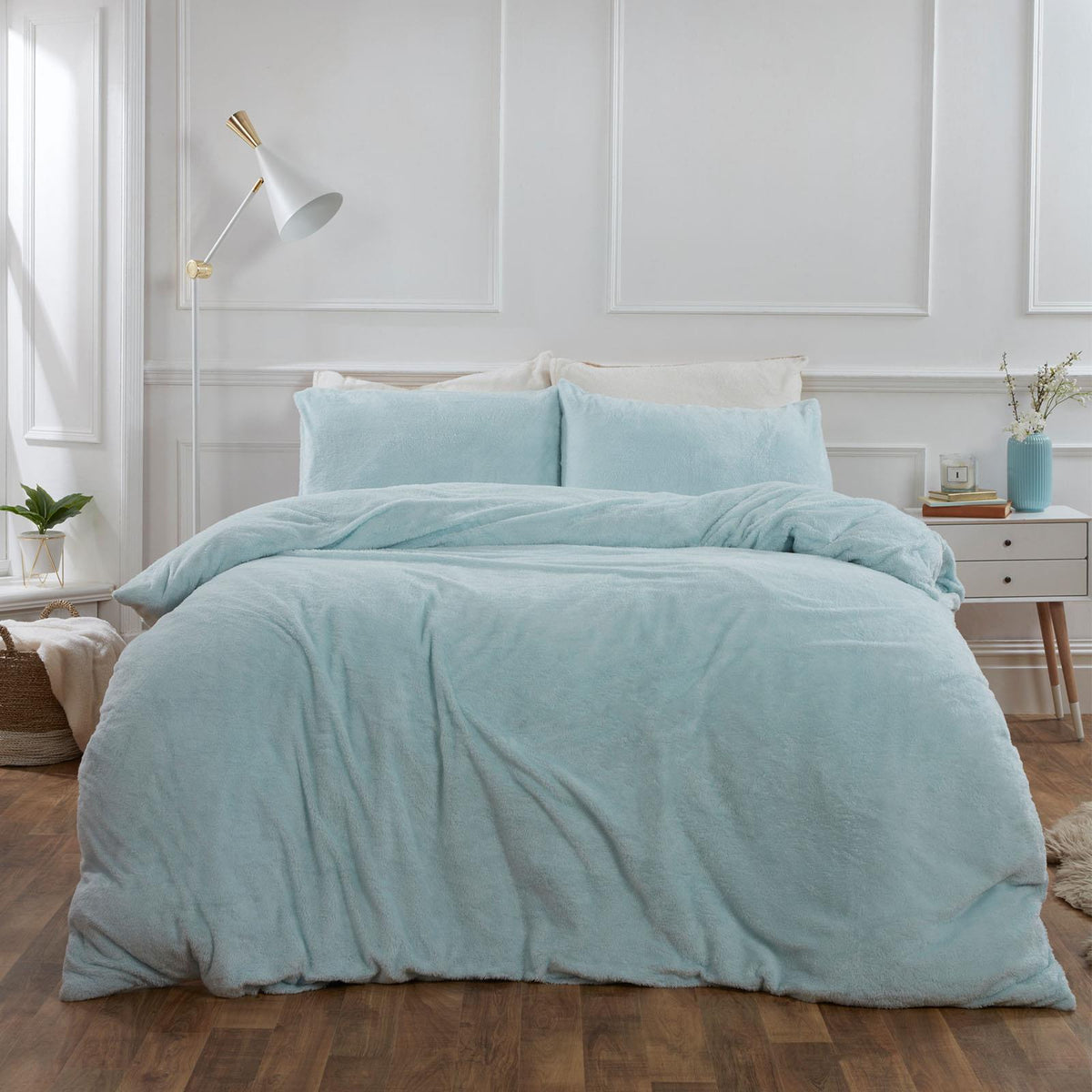 OHS Teddy Fleece Duvet Cover with Pillow Case Thermal Warm Bedding Set