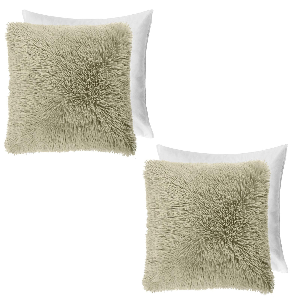 OHS Fluffy Cushion Covers 2 Pack Soft Fleece Square Pillowcases Home Decor
