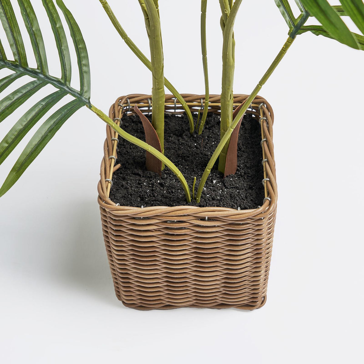OHS Artificial Tree Plant Foliage in Basket Pot Palm Olive Leaves Tabletop Decor