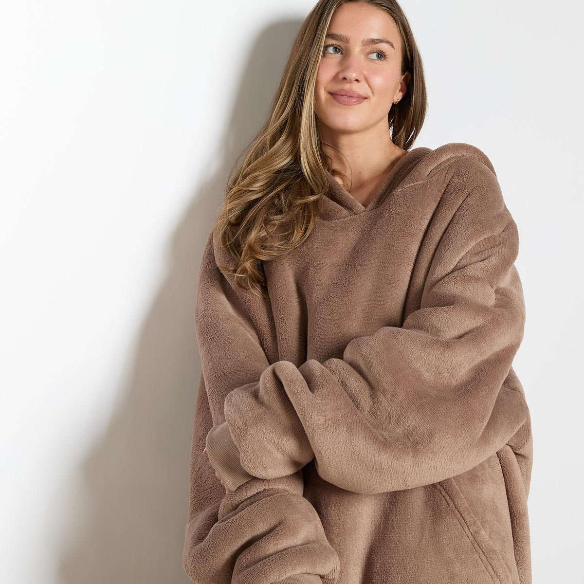 OHS Extra Long Hoodie Blanket Oversized Soft Sherpa Fleece Giant Sweatshirt