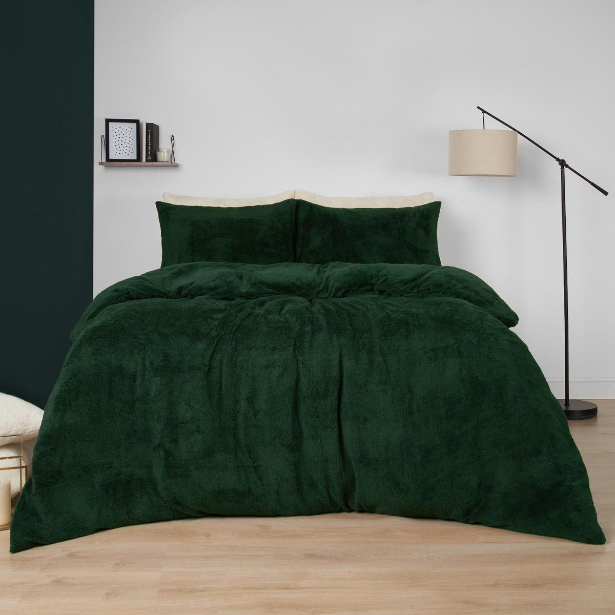 OHS Teddy Fleece Duvet Cover with Pillow Case Thermal Warm Bedding Set