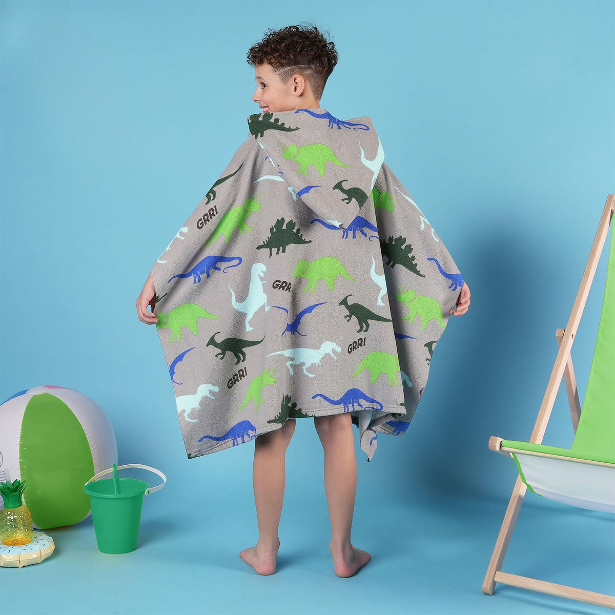 Kids Poncho Beach Towel Hooded Quick Dry Microfibre Holiday Swimming Absorbent
