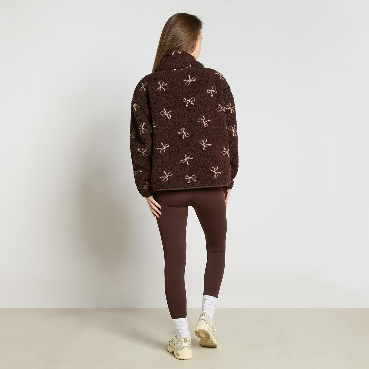 OHS Bows Half Zip Hoodie Teddy Fleece Winter Thermal Jumper Pullover Sweatshirt