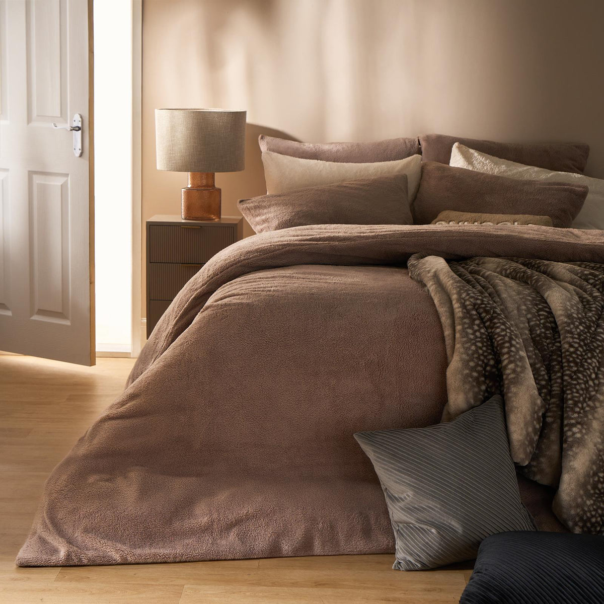 OHS Teddy Fleece Duvet Cover with Pillow Case Thermal Warm Bedding Set