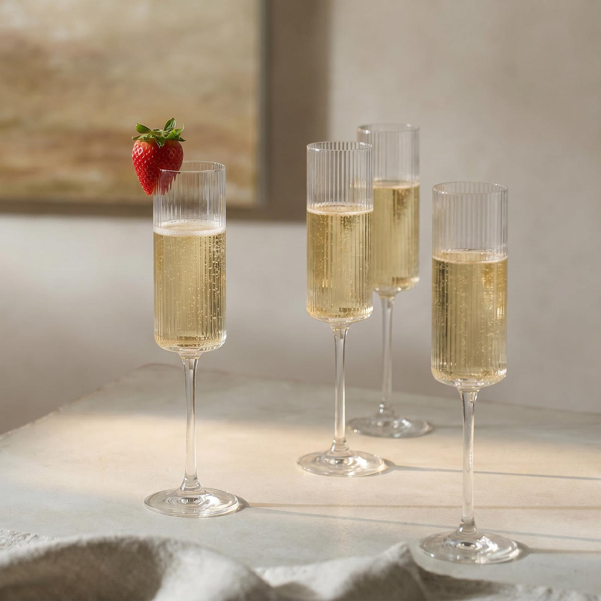 OHS Plastic Glasses Set of 2/4 Reusable Flute Champagne Cocktail Glass Picnic