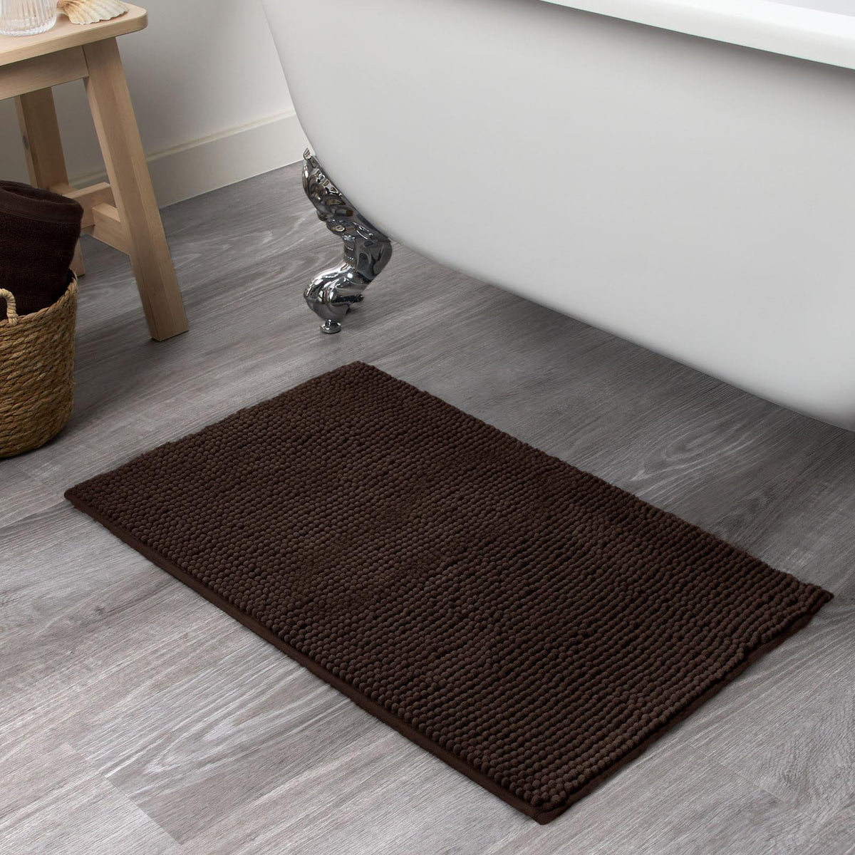 Brentfords Noodle Bath Mat Non Slip Shower Soft Highly Absorbent Chenille Shaggy