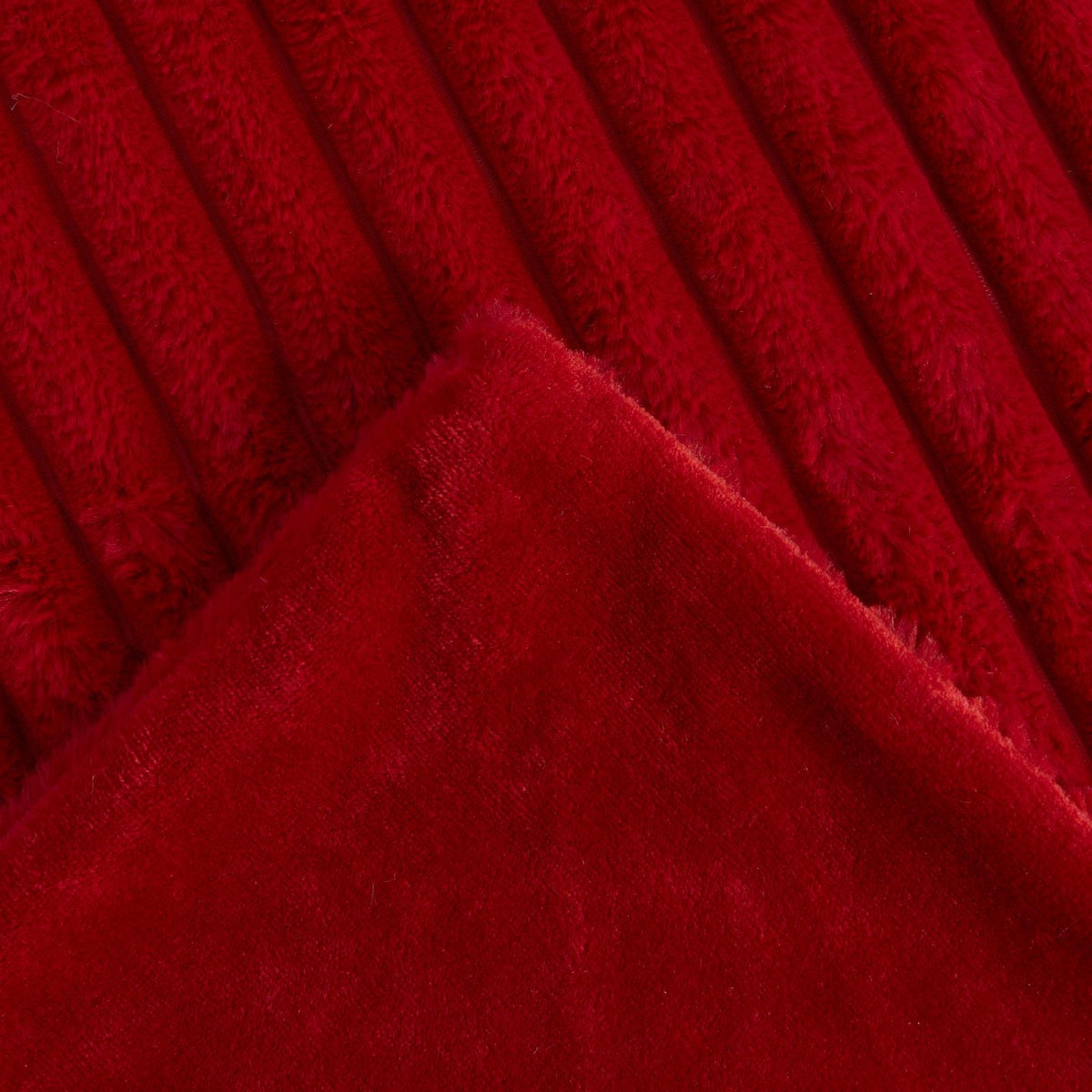 OHS Faux Fur Ribbed Fleece Throw Over Bed Blanket Warm Supersoft
