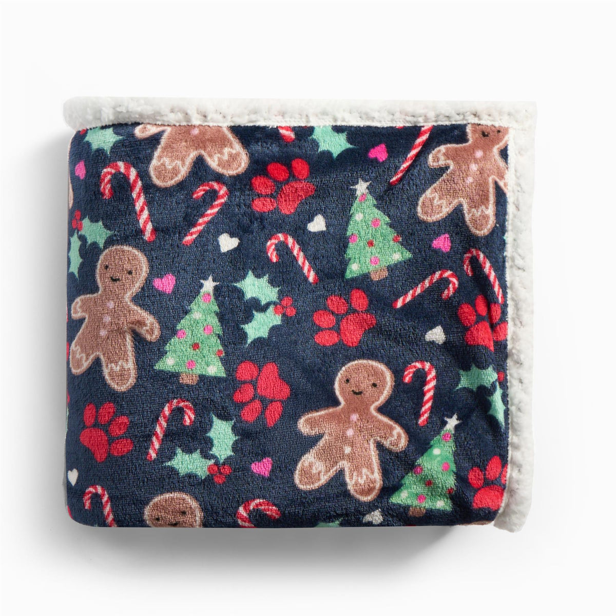 OHS Paw Pet Blanket Reversible Sherpa Fleece Dog Cats Thermal Calming Throw