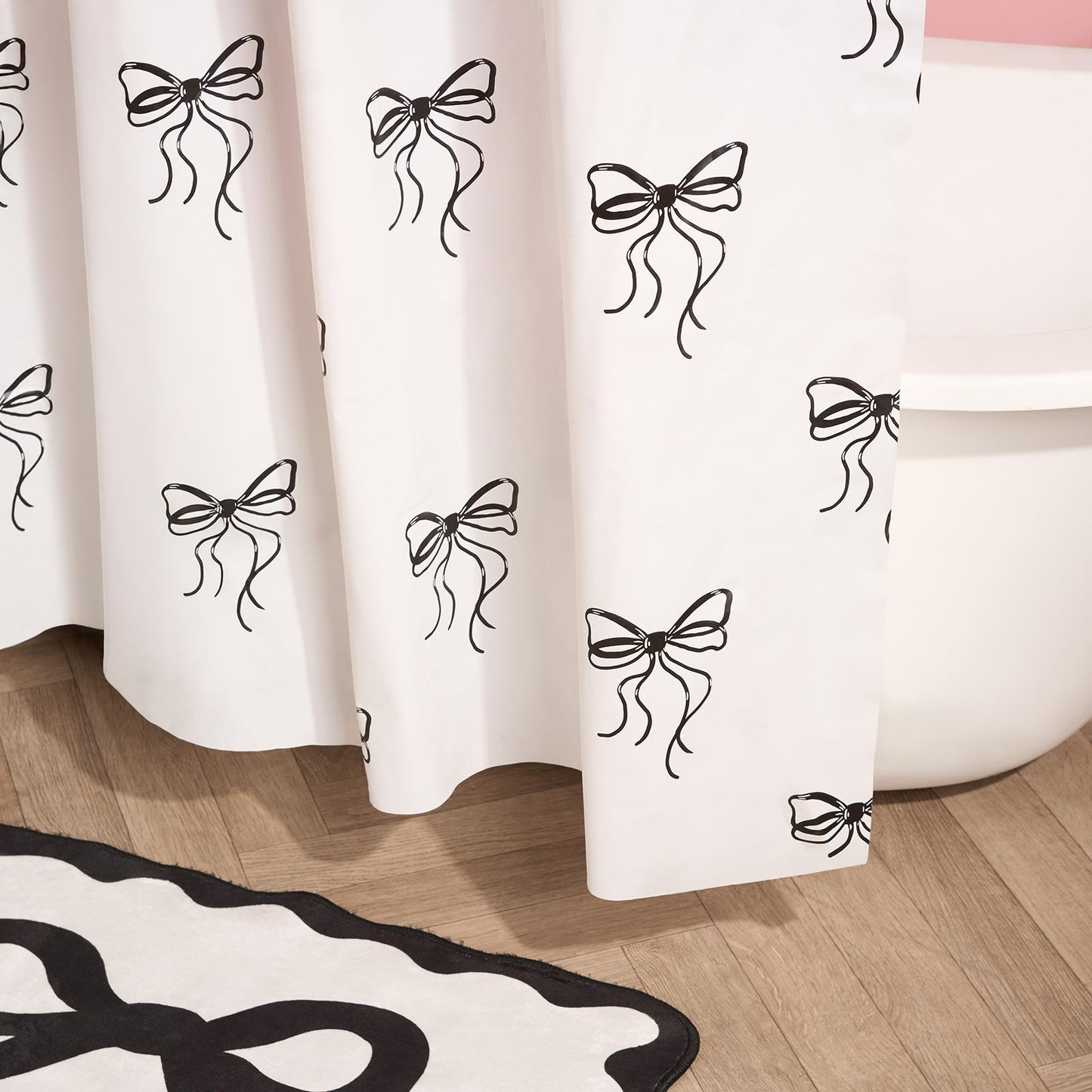OHS Bows Shower Curtain with 12 Hooks Mould Proof Bathtub Curtains