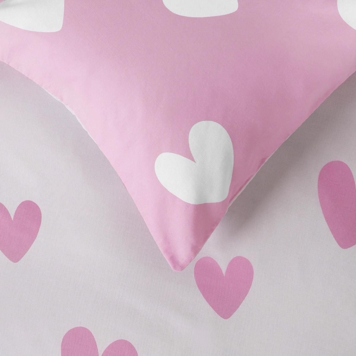 OHS Heart Print Duvet Cover with Pillowcase Quilt Reversible Bedding Set