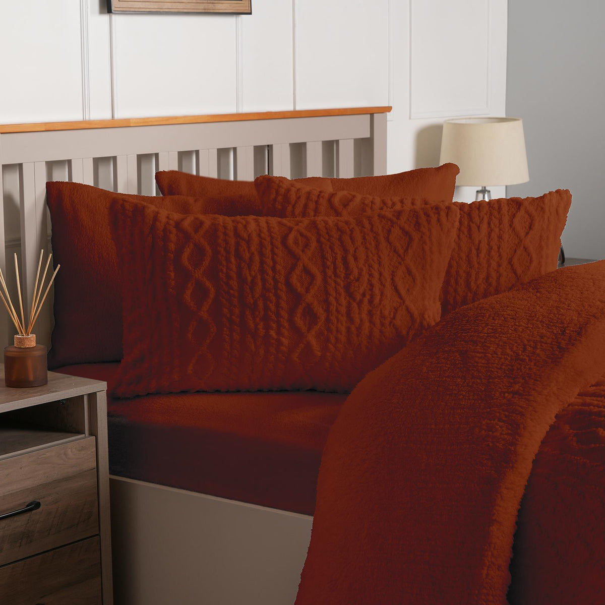 OHS Cable Knit Bedding Set Reversible Fleece Quilt Duvet Cover with Pillowcase