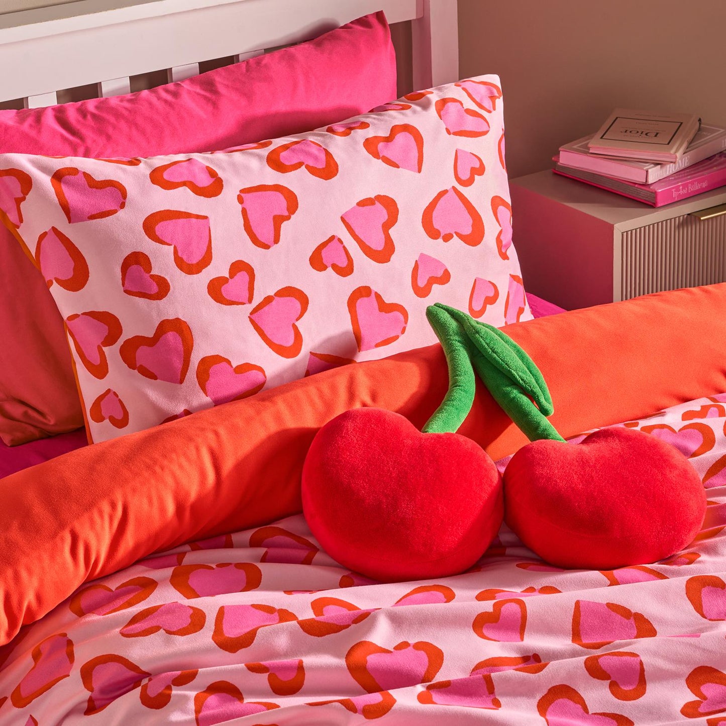 OHS Heart Leopard Bedding Reversible Kids Duvet Cover Set with Pillowcase
