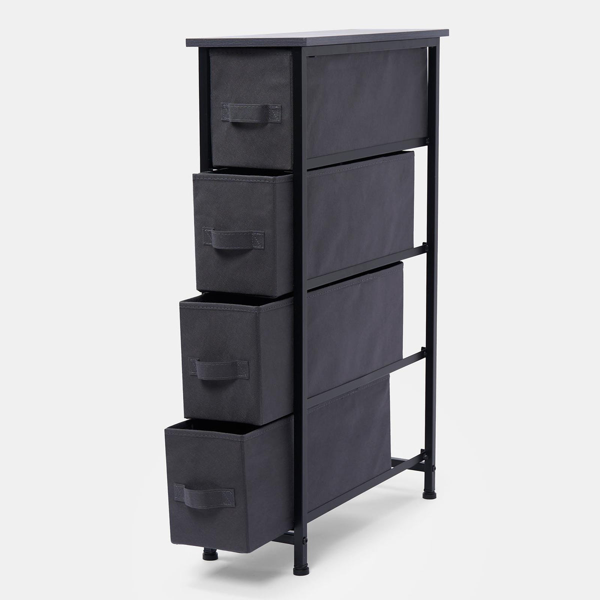 Narrow 4 Drawer Storage Cabinet Bedside Table Unit Clothes Home Fabric Organiser