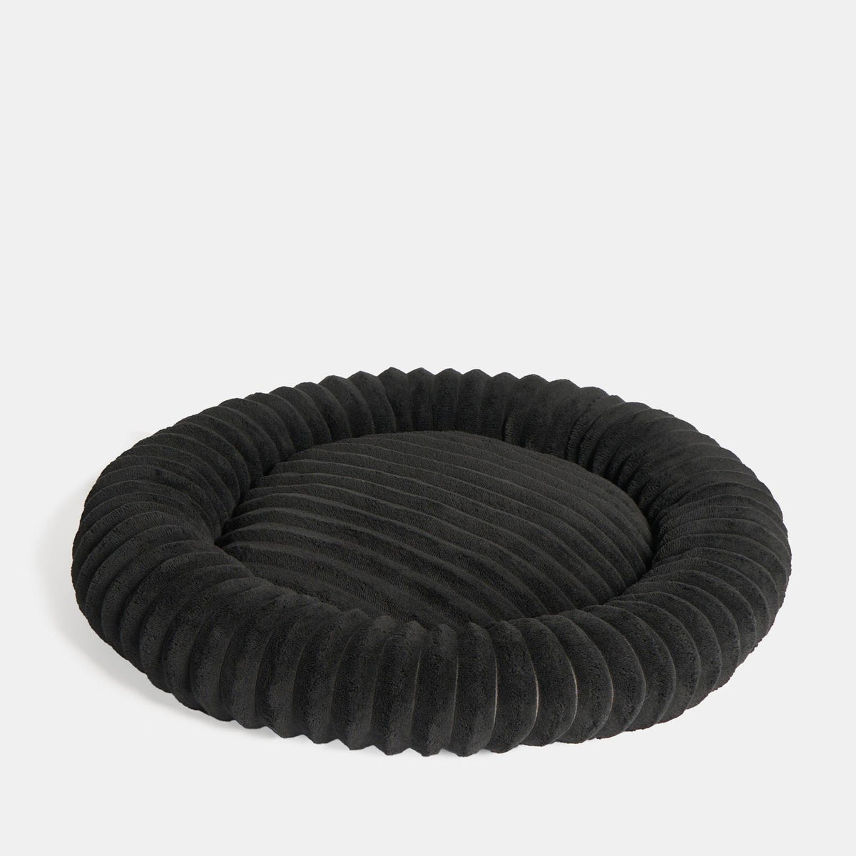 OHS Ribbed Pet Bed Soft Fleece Round Calming Anti Anxiety Cushion for Dog Cat
