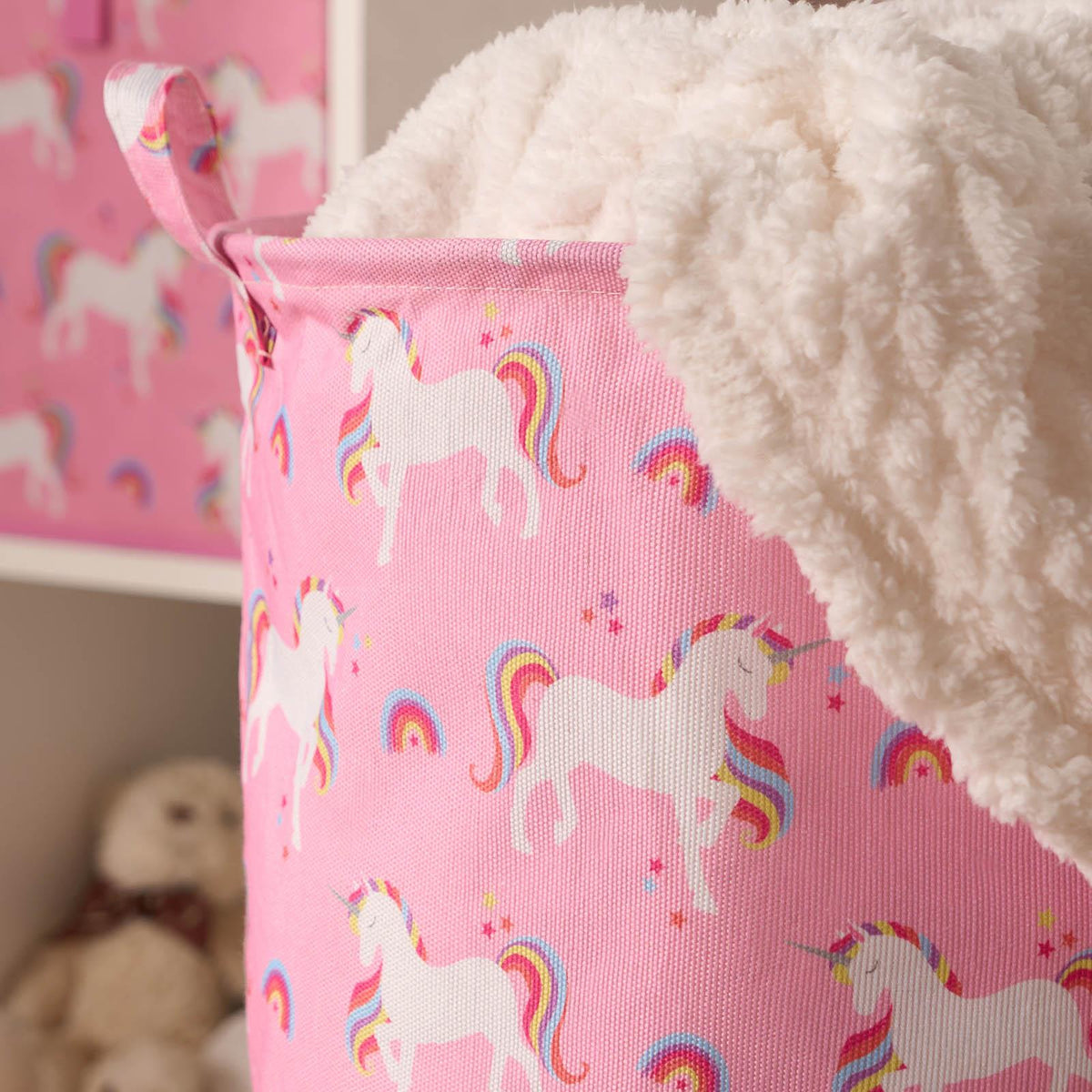 OHS Kids Laundry Basket Clothes Storage Toy Organiser Pop Up Hamper Bag Handles