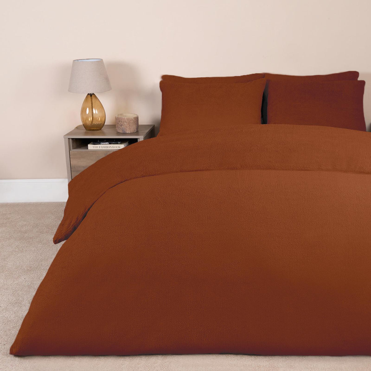 OHS Teddy Fleece Duvet Cover with Pillow Case Thermal Warm Bedding Set