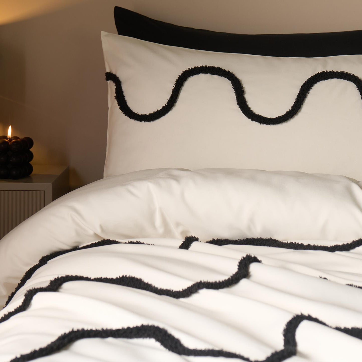 OHS Tufted Wave Bedding Set Soft Modern Duvet Cover with Pillowcase