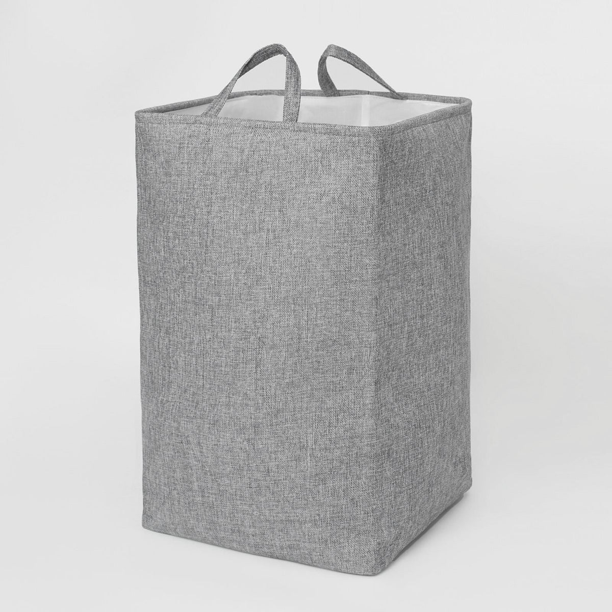 Laundry Basket Bag Foldable Drawstring Clothes Bin Organiser Faux Linen Handles
