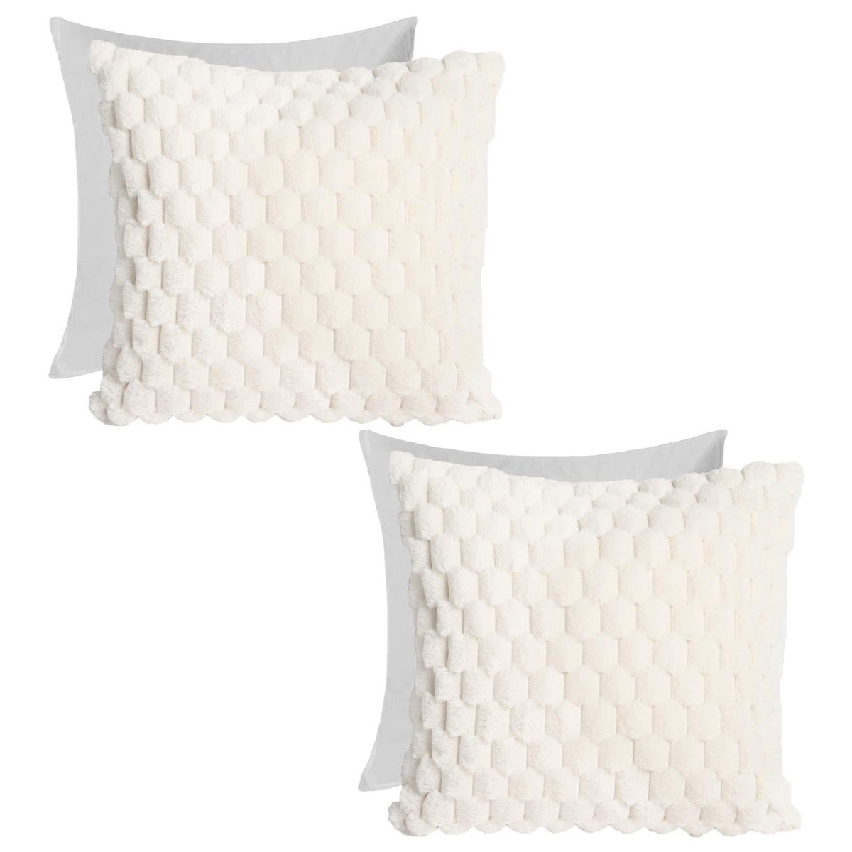 OHS Waffle Cushion Covers Faux Fur Soft Fleece Square Pillowcases Home Decor