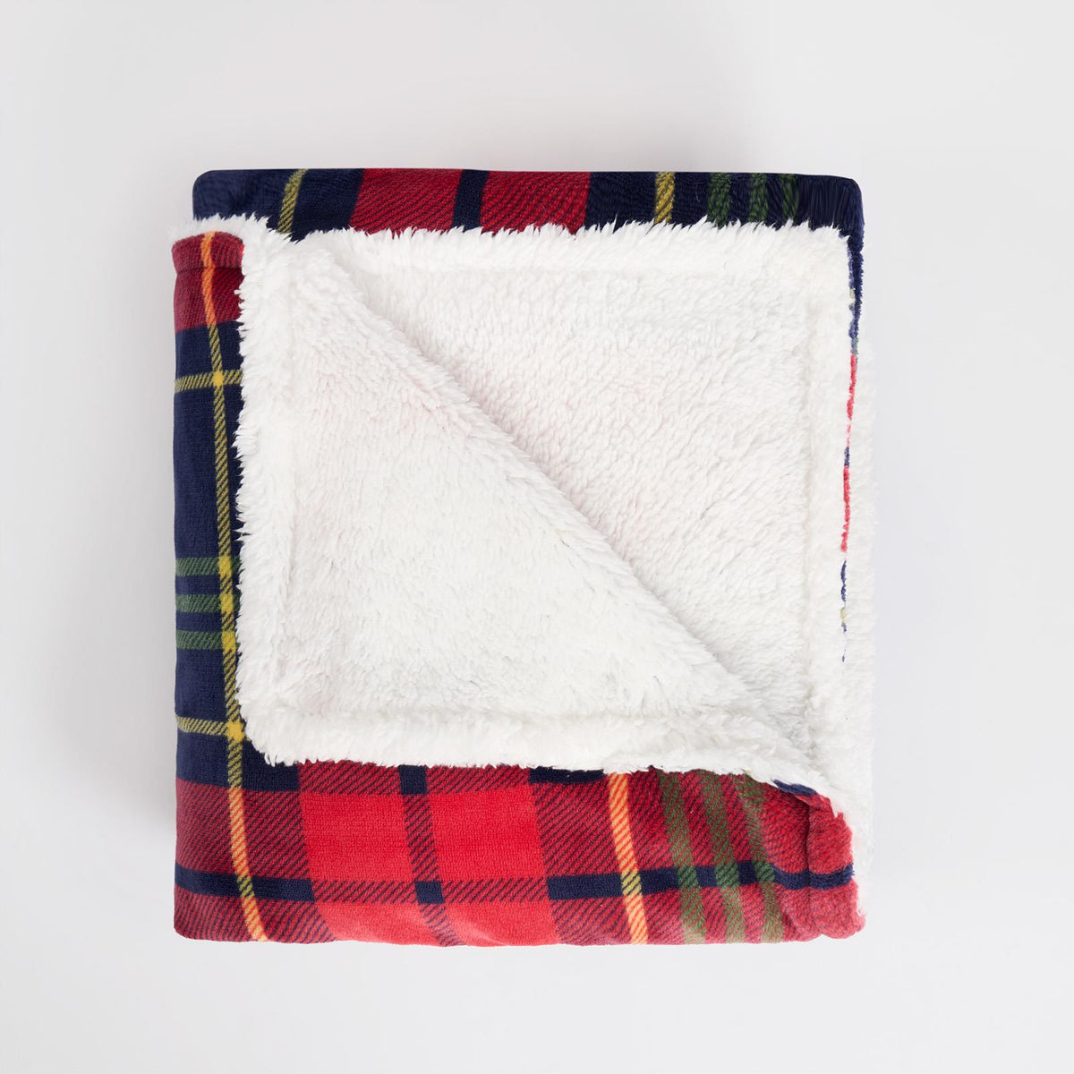 OHS Tartan Throw Sherpa Fleece Plush Flannel Blanket Warm Xmas Soft Bedspread