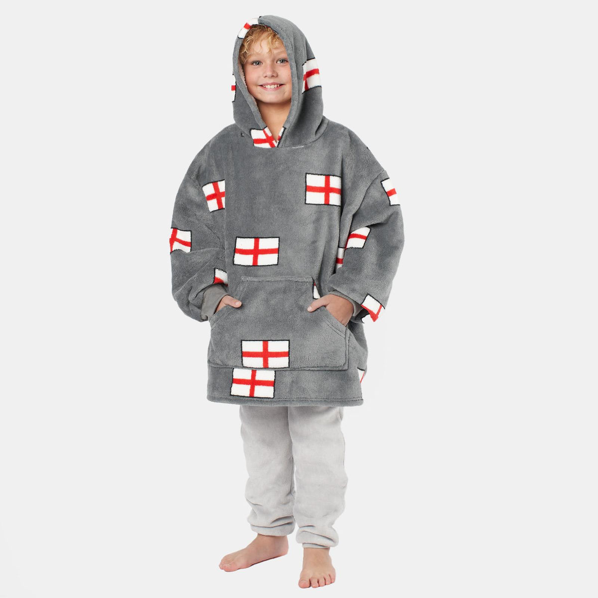 Kids Hoodie Blanket Oversized Sherpa Fleece Jumper Sweatshirt Soft Warm Throw