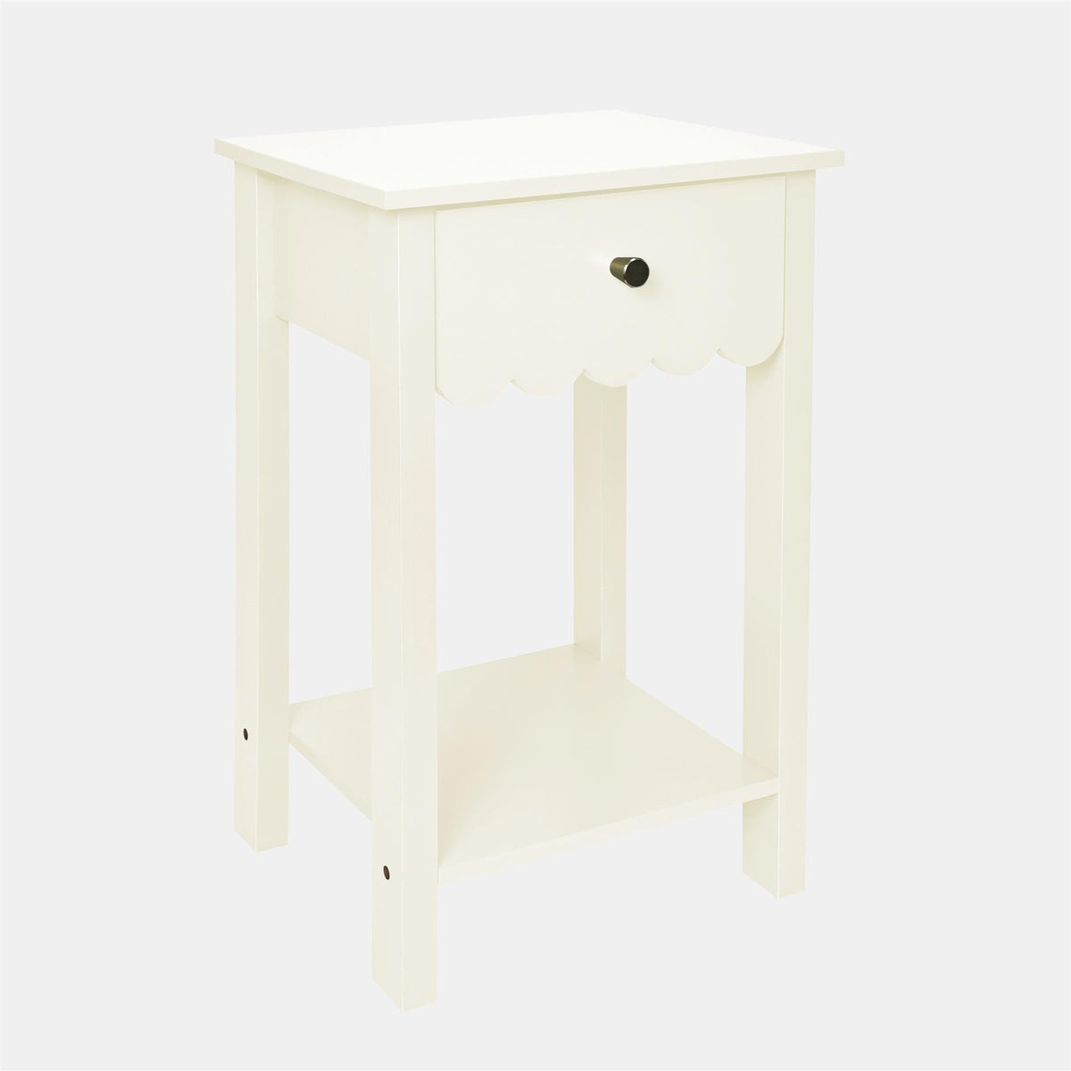 OHS Scallop Bedside Wood Nightstand 1 Drawer Storage Unit End Table Home Decor