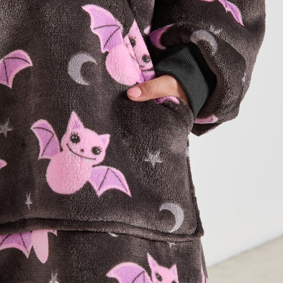OHS Kids Hoodie Blanket Halloween Prints Sherpa Lined Wearable Throw