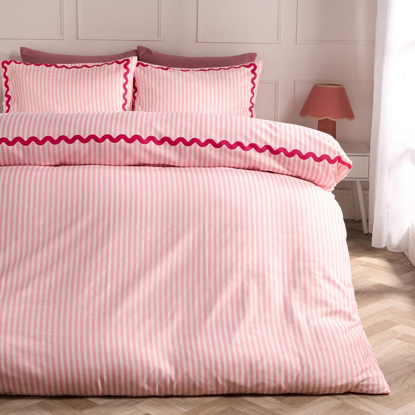 OHS Wave Border Bedding Set Microfibre Print Duvet Cover with Pillowcase