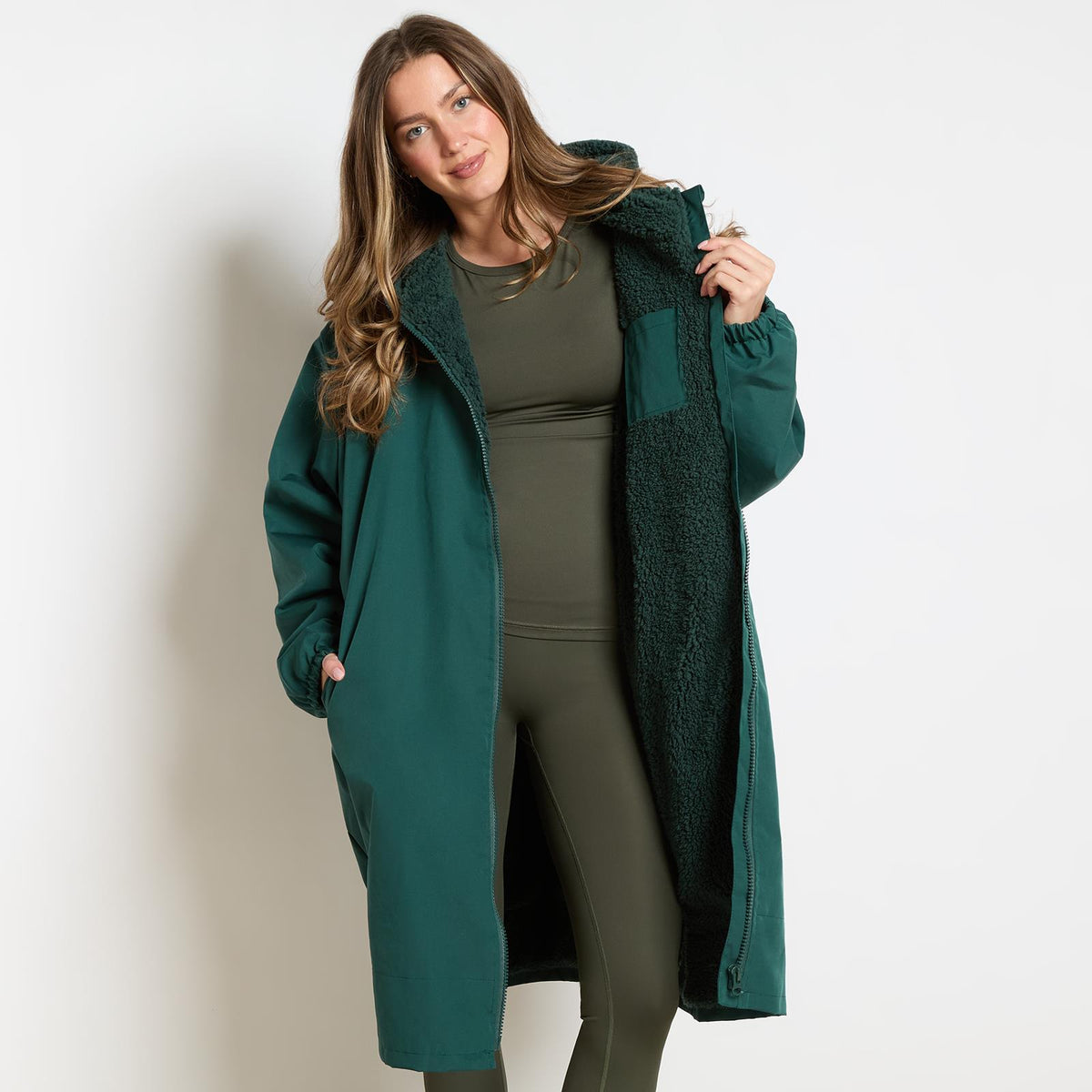 OHS Drying Changing Robe Sherpa Lined Water Resistant Oversize Coat Adults Kids