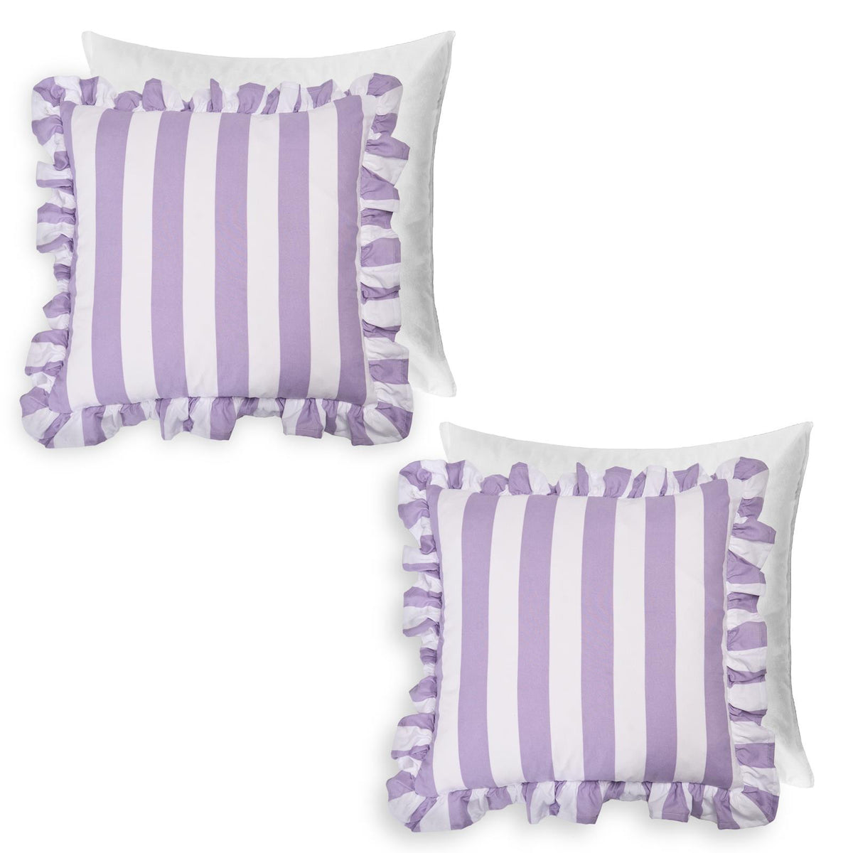 OHS Stripe Frill Cushion Covers Microfibre Square Pillowcases Home Decor