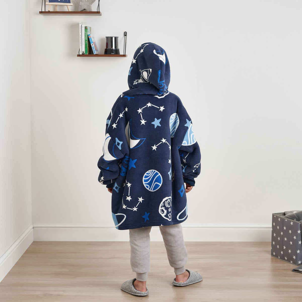 Kids Hoodie Blanket Oversized Sherpa Fleece Jumper Sweatshirt Soft Warm Throw