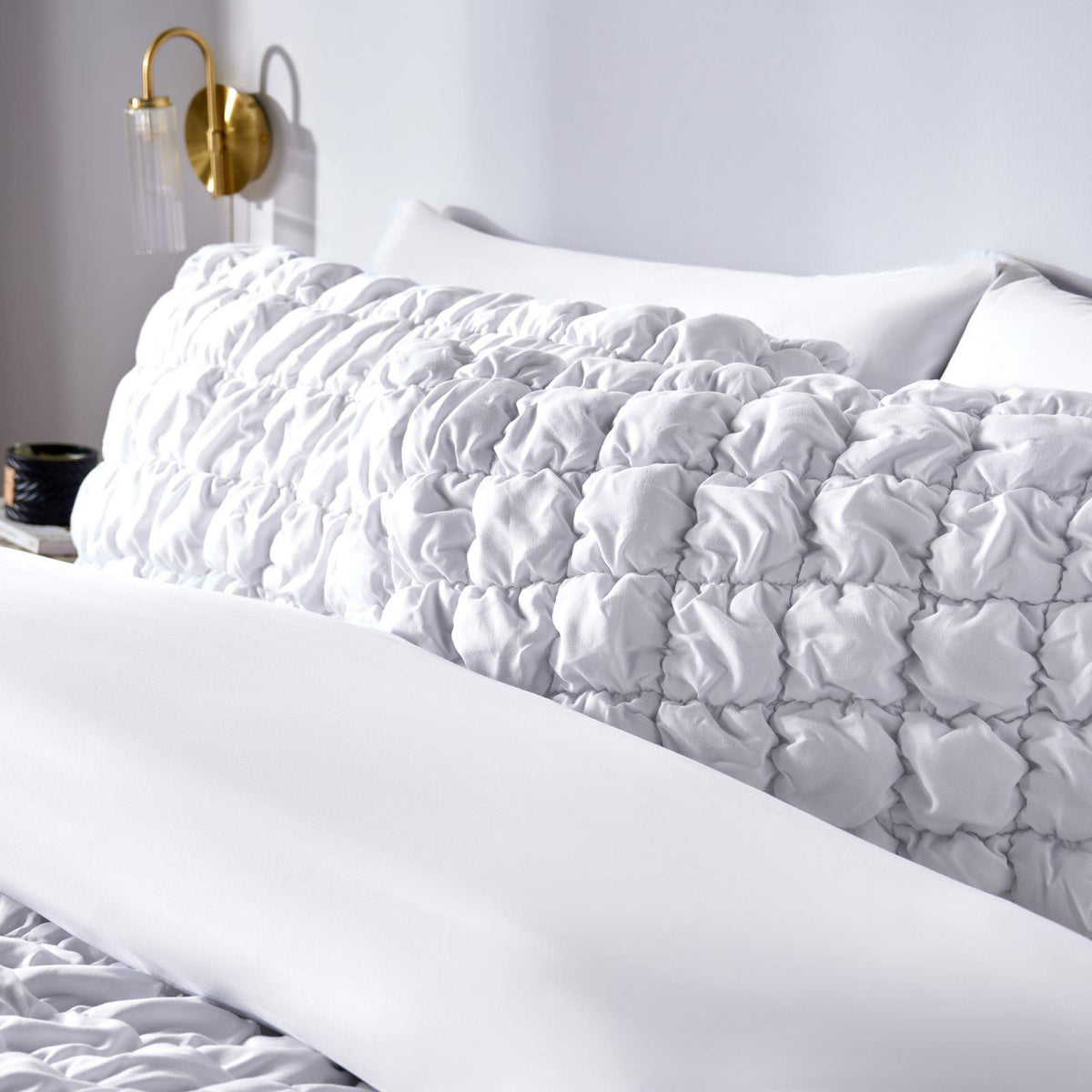 OHS Filled Quilted Seersucker Duvet Cover Bedding Set
