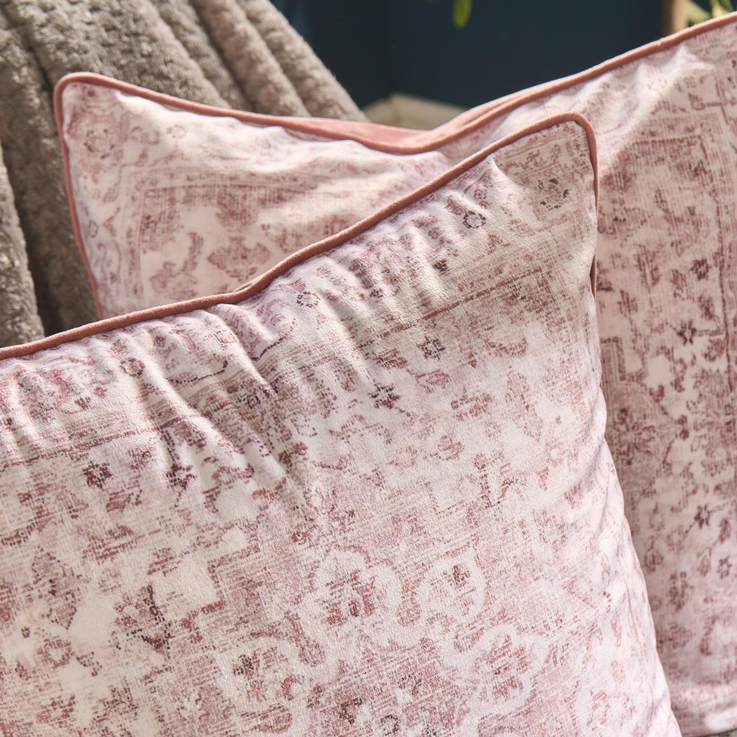 OHS Vintage Print Cushion Covers Matte Velvet Super Soft Square Pillowcases