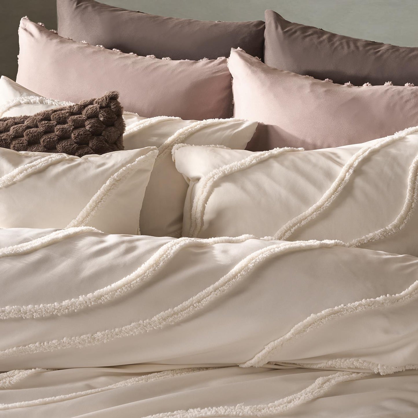 OHS Tufted Contour Bedding Set Soft Cosy Duvet Cover with Pillowcase